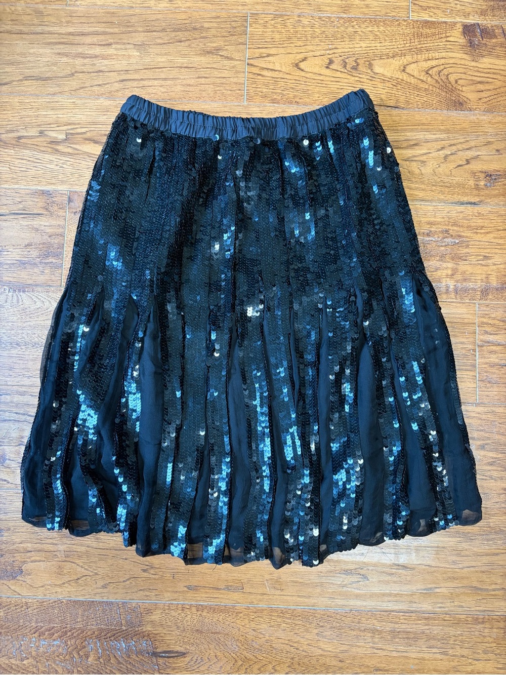 Black Sequin Pleated Women’s Skirt